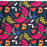 African Print, Stretch Cotton Satin Fabric- Black, Green, Pink, Orange, Blue "Adamou", Per Yard