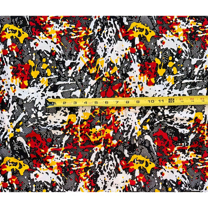 African Print Fabric/ Ankara - White, Red, Black, Yellow ‘It’s Getting Kinda Hectic', YARD or WHOLESALE