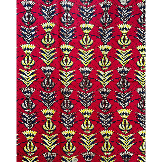 African Print Fabric/ Ankara - Red, Yellow, Brown, Navy ‘Amaya Zizi'
