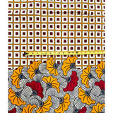 African Print Fabric/ Ankara - Marigold, Red, Cream ‘Asese Jubilee' Design, YARD or WHOLESALE