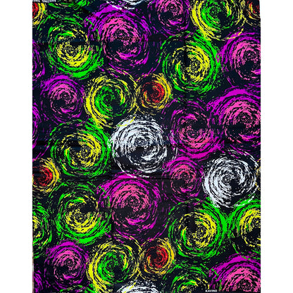 African Print Fabric/ Ankara - Purple, Green, Black, Yellow, Red, White 'Forces of Nature' Design, YARD or WHOLESALE