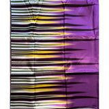 African Print, Satin Fabric- Purple, Gold, Green "Mushin", Per Yard or Wholesale