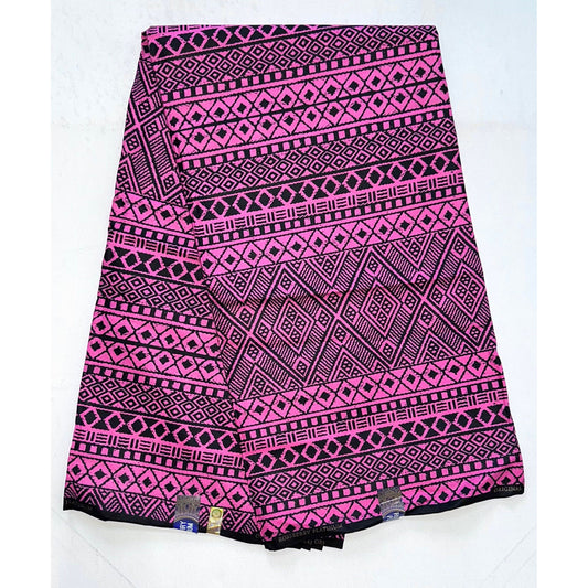African Print Fabric/ Ankara - Pink, Black 'Koko Treble', YARD or WHOLESALE