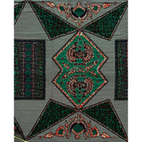 African Print Fabric/ Ankara - Green, Navy, Brown 'Sankoh' Design, YARD or WHOLESALE