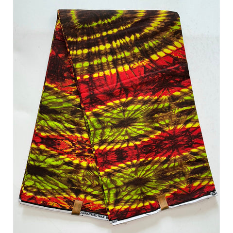 African Print Fabric/ Ankara - Red, Green, Yellow 'Make A Splash', YARD OR WHOLESALE
