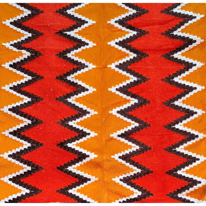 African Fabric/ Woven Kente - Orange, Brown, White “Yorkoo”, 4 Yards