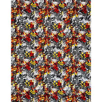 African Print Fabric/ Ankara - White, Red, Black, Yellow ‘It’s Getting Kinda Hectic', YARD or WHOLESALE