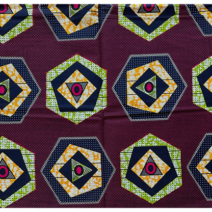African Print Fabric/ Ankara - Magenta, Navy, Green, Orange ‘Imani’s Ways, Yard or Wholesale