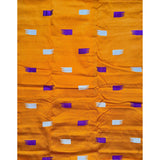 African Fabric/ Woven, Embroidered Kente - Orange, Purple, Metallic Gold “Ahyeda”, 2 Yards
