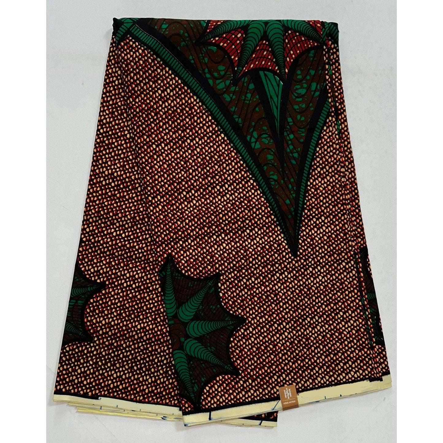 African Print Fabric/ Ankara - Brown, Green 'Tamba' Design, YARD or WHOLESALE