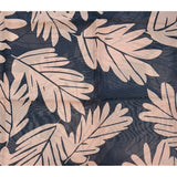 African Print, Chiffon Fabric - Black, Light Brown "Leaves of Darien", ~2 Yards