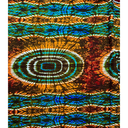 African Print Fabric/ Ankara - Orange, Blue, Green, Brown 'Make A Splash', YARD OR WHOLESALE