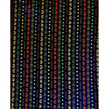 African Print, Elastic Knit Fabric - Dark Brown, Orange, Yellow, Green "Kachi", Per Yard
