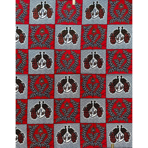African Print Fabric/ Ankara - Red, Orange, Navy ‘Amaya Tati'