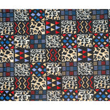 African Print Fabric/ Ankara - Black, Red, Blue, Beige 'Tafui ' Design, YARD or WHOLESALE