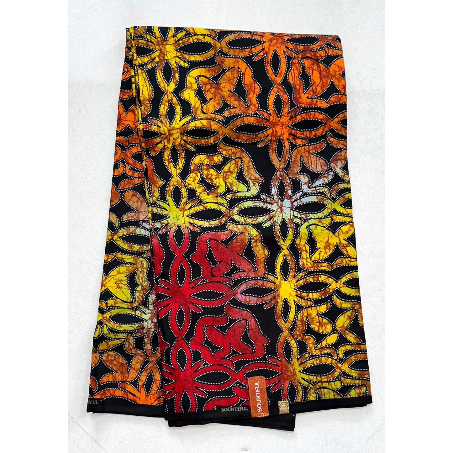 African Print Fabric/ Ankara - Red, Orange, Yellow "Adesuwa Cross", YARD or WHOLESALE