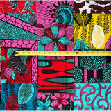 African Print Fabric/Ankara - Blue, Magenta, Yellow, Red ‘Aurelie Charmed' Design, YARD or WHOLESALE