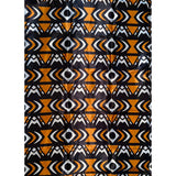 African Print, Satin Fabric - Black, Brown, White "Yaro", Per Yard or Wholesale