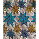African Print Fabric/ Ankara - Cream, Blue, Yellow 'Aim for the Stars' YARD or WHOLESALE