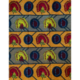 African Print Fabric/ Ankara - Orange, Yellow, Red, Navy 'Sanka Life', YARD or WHOLESALE