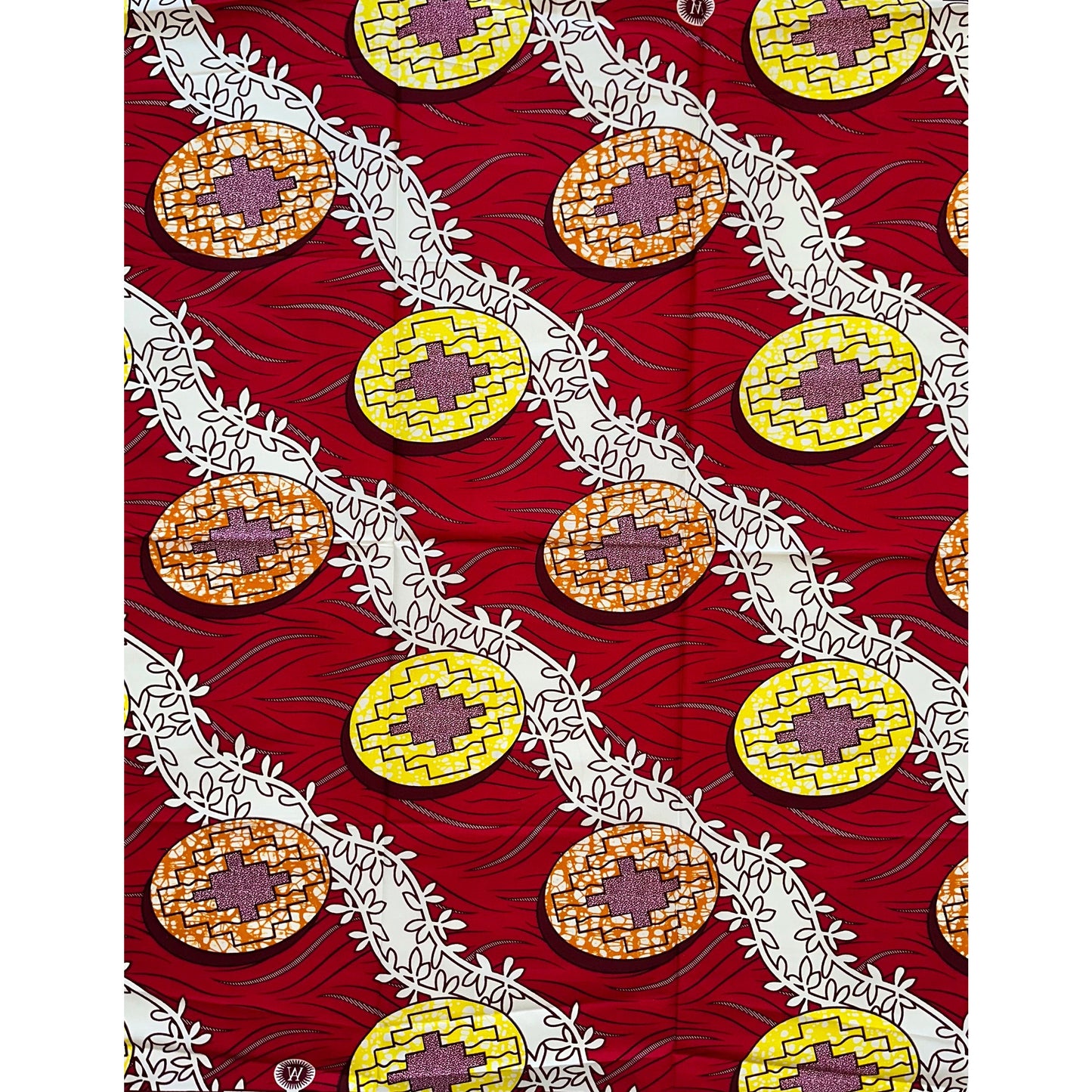 African Print Fabric/ Ankara - Red, Yellow, Cream, Brown ‘Missing Piece'