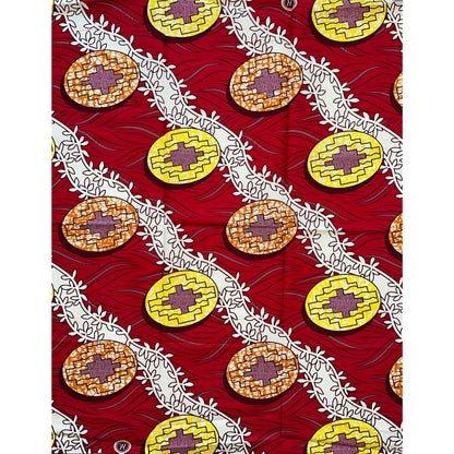 African Print Fabric/ Ankara - Red, Yellow, Cream, Brown ‘Missing Piece'
