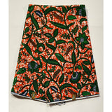 African Print Fabric/ Ankara - Orange, Green, Blue 'Ivy Crush,' YARD or WHOLESALE