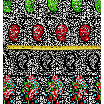 African Print Fabric/ Ankara - Red, Orange, Black, Green "Chalama", YARD or WHOLESALE