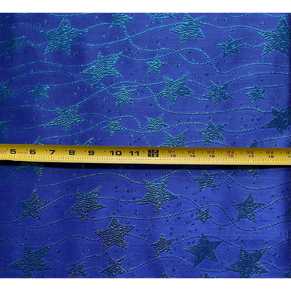 African Damask/ Metallic Jacquard/Headtie, Gele Fabric - Blue ‘Celebrity’, ~2 yards