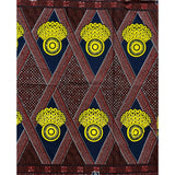 African Print Fabric/ Ankara - Brown, Yellow, Blue 'Kambalu' Design, YARD or WHOLESALE