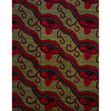 African Print Fabric/ Ankara - Brown, Red 'Waves of Mercy,' YARD or WHOLESALE