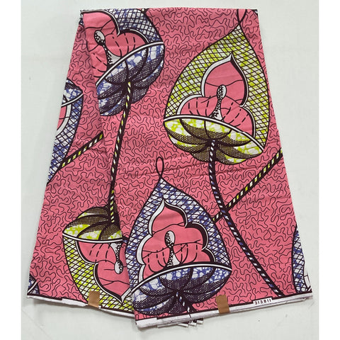 African Print Fabric/ Ankara - Pink, Purple, Yellow, Brown 'Bella' YARD or WHOLESALE