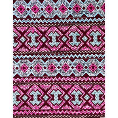 African Print Fabric/ Ankara - Brown, Pink, Blue “Barmani Tempo”, Per Yard or Wholesale