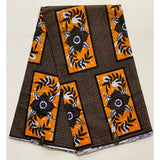 African Print Fabric/ Ankara - Orange, Navy ‘Loba Garland', YARD or WHOLESALE