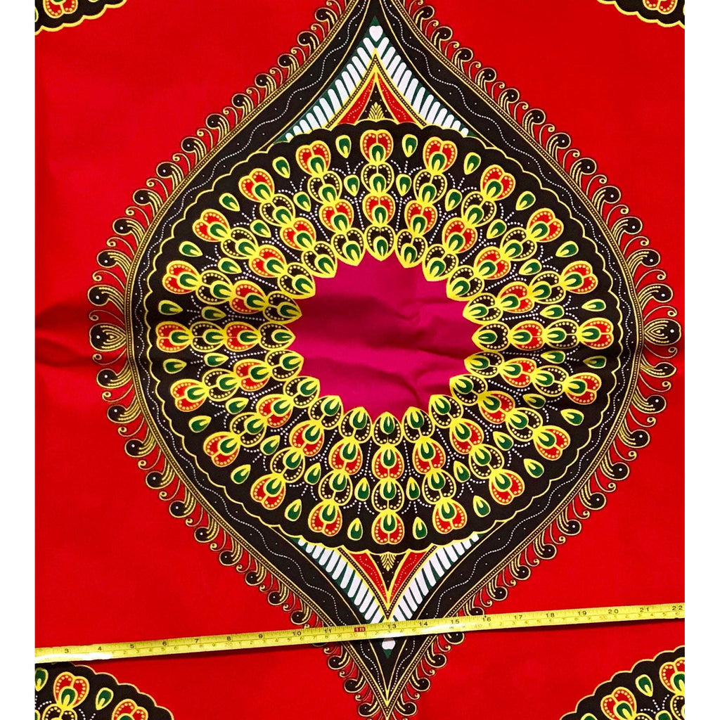 African Dashiki 3.0 Print Fabric/ Ankara - Red & Pink