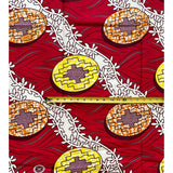 African Print Fabric/ Ankara - Red, Yellow, Cream, Brown ‘Missing Piece'