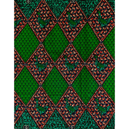 African Print Fabric/ Ankara - Green, Brown, Blue 'Turtle Dove', YARD or WHOLESALE