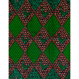 African Print Fabric/ Ankara - Green, Brown, Blue 'Turtle Dove', YARD or WHOLESALE