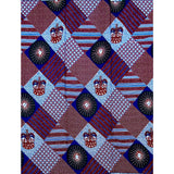 African Print Fabric/ Ankara - Brown, Blue, White, “Scatta”, Per Yard or Wholesale