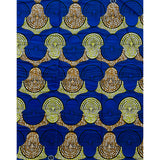 African Print Fabric/ Ankara - Blue, Chartreuse, Brown ‘Mansa' Design, YARD or WHOLESALE