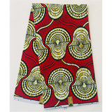 African Print Fabric/ Ankara - Red, Chartreuse, Brown ‘Mansa' Design, YARD or WHOLESALE