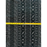African Print, Denim/Upholstery/ Heavyweight Cotton Fabric- Black, White (Smaller Scale) "Nsibidi," Per Yard