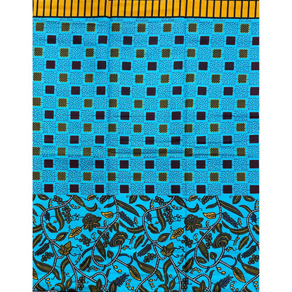 African Print Fabric/ Ankara - Blue, Red, Yellow 'Ivy Works' Design, YARD or WHOLESALE
