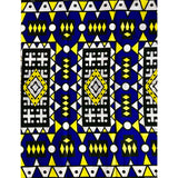 African Print Fabric/ Ankara - Blue, Yellow, Black, White 'Samakaka' Design, YARD or WHOLESALE