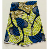 African Print Fabric/ Ankara - Yellow, Blue, Brown 'Kala So Pretty' Design, YARD or WHOLESALE