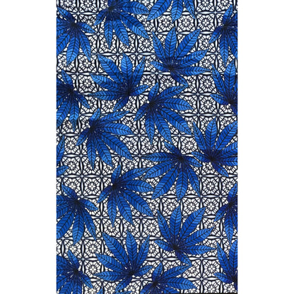 African Print Fabric/ Ankara - Blue, White 'Puff Peace' Design, YARD or WHOLESALE