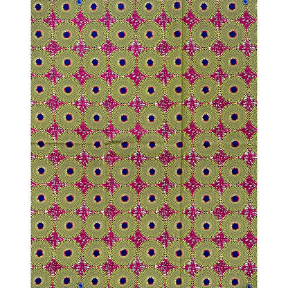 African Print Fabric/ Ankara - Magenta, Yellow, Navy 'Bullseye Mini' Design, YARD or WHOLESALE
