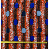 African Print Fabric/ Ankara - Orange, Blue, Black 'Coco Titi' Design, YARD or WHOLESALE