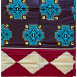 African Print Fabric/ Ankara - Brown, Beige, Teal, Dark Red 'Animashun', YARD or WHOLESALE