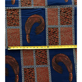 African Fabric/ Ankara - Navy, Brown 'Accoutrement of the Elite' YARD or WHOLESALE
